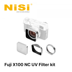 Fuji X100 NC UV 필터 킷 - NiSi NC UV Filter, Lens Hood and Cap kit for Fuji X100 Series | X100 Series NC UV Filter with 49mm Filter Adaptor, Metal Lens Hood and Lens Cap for Fujifilm X100/X100S/X100F/X100T/X100V/X100VI