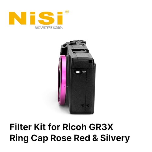 그린촬영시스템,GR3X용 링캡 킷 Filter Kit for Ricoh GR3X - Ring Cap Rose Red & Silvery