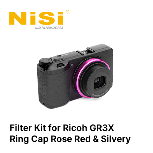 그린촬영시스템,GR3X용 링캡 킷 Filter Kit for Ricoh GR3X - Ring Cap Rose Red & Silvery